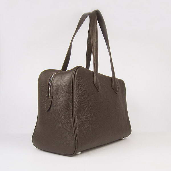 Best Replica Hermes Victoria Cowskin Leather Bags 2010 Dark Coffee H2802 - Click Image to Close
